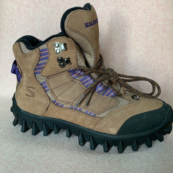 Salomon Shoes | Salomon Contagrip CX Thinsulate Clima-Dry Brown Suede Snow Hiking Boot Unisex | Color: Brown/Purple | Size: 8 | Parissoon's Closet